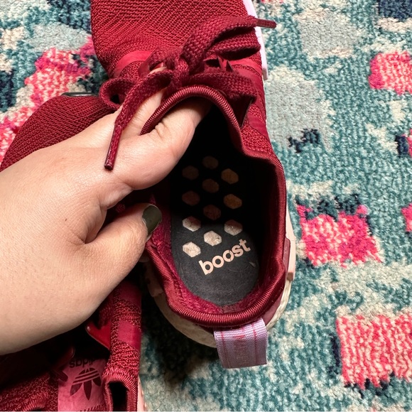 Adidas NMD R1 Low-Top Sneakers in Burgundy - Picture 10 of 14